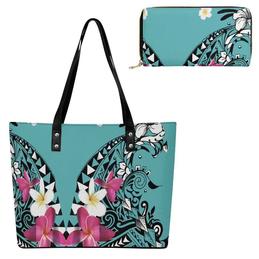 

Polynesian Handbags Women'S Handbag Sets Fashionable Tote Bags New Custom Printed Leather New Color Handbags And Wallet Sets