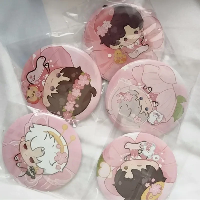 5Pcs/Pack 58mm Love and Deepspace Fairy Tale Style Bar Badge Flowers Xavier Zayne Rafayel ralayo Sylus Caleb Clothes Decoration