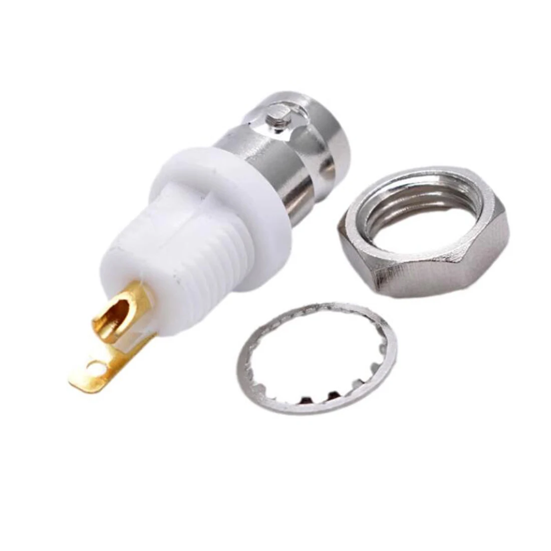 1PC BNC Female Nut RF Coax Connector with Insulated White Glue Q9 Jack Welding Panel Socket 50Ohm NEW
