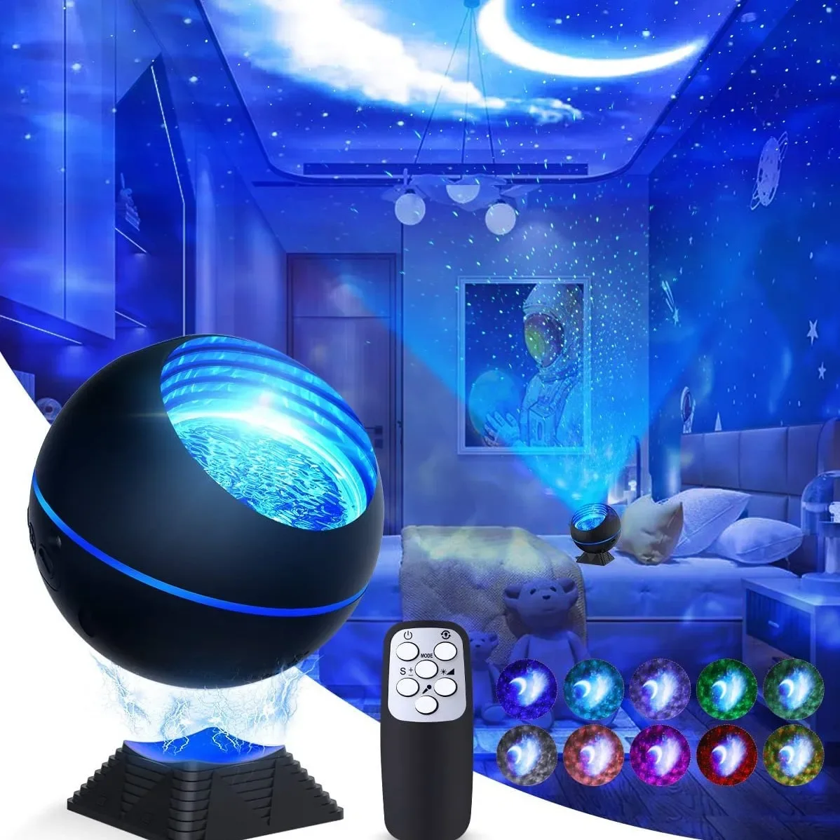 Household star light projector USB night light voice-activated laser laser light Gypsy star water pattern flame starry sky top