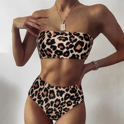 Conjunto de biquíni sexy para mulheres, maiô, cintura alta, roupa de praia push up, roupas de banho brasileiras, biquíni bandeau, 2022