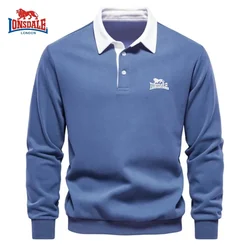 Otoño e Invierno, marca bordada para hombres, polo de manga larga de algodón puro, nueva moda, chaqueta multifuncional informal, top