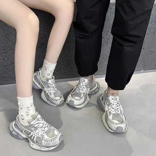 

Lightweight Leather Dad Shoes for Women Thick Bottom Cross Buckle Casual Sports Shoes Korean Style Versatile Low Top Shoes