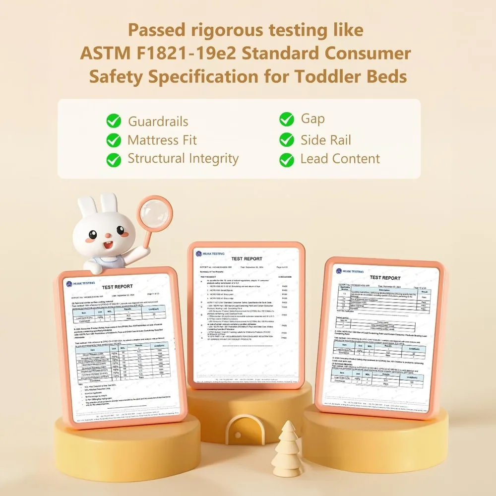 سرير طفل صغير على طراز مونتيسوري مع آذان حيوانات، سرير خشبي منجد مخملي ناعم للرضع مع حاجز حماية آمن