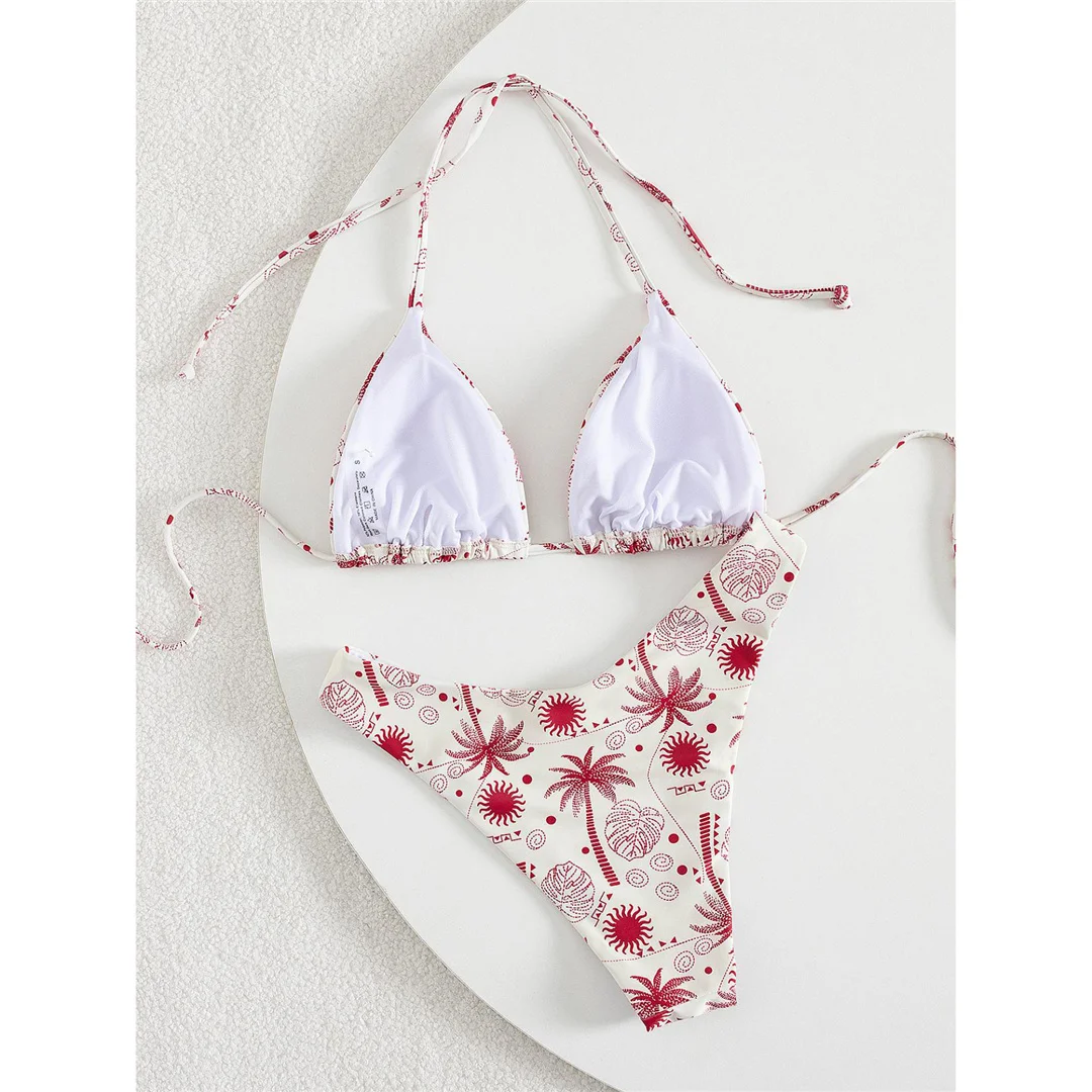 XS - L Neuer bedruckter Neckholder-Bikini, brasilianischer Bikini, Damen-Badeanzug, zweiteiliges Bikini-Set, Badeanzug für Damen, Badebekleidung, Badeanzug, Schwimmanzug V7173 – Detail 23