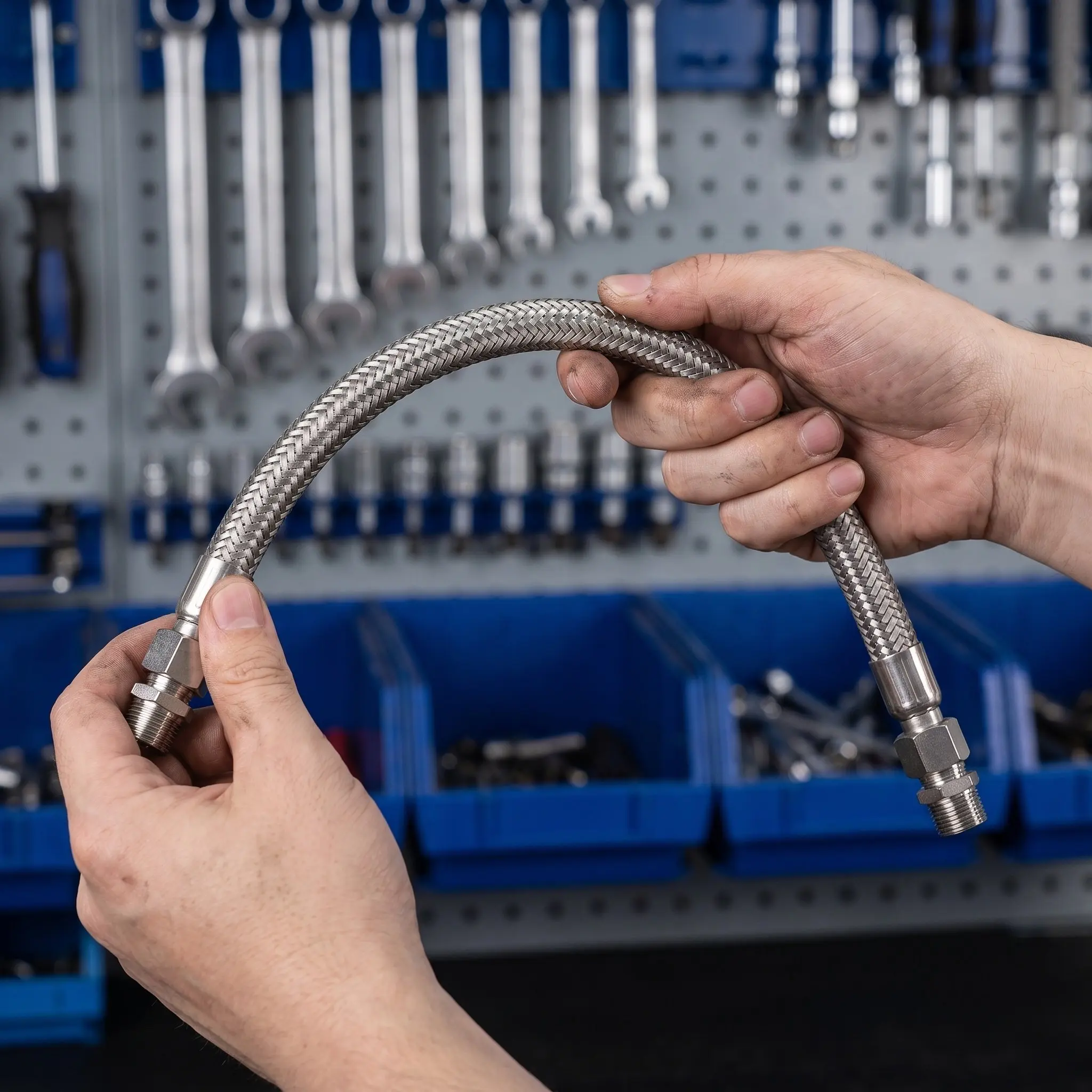 1Set Industrial Grade Air Compressor Hose Flexible Stainless Steel Braided Jumper Hose High Pressure 450Psi Heat Resistant 750F