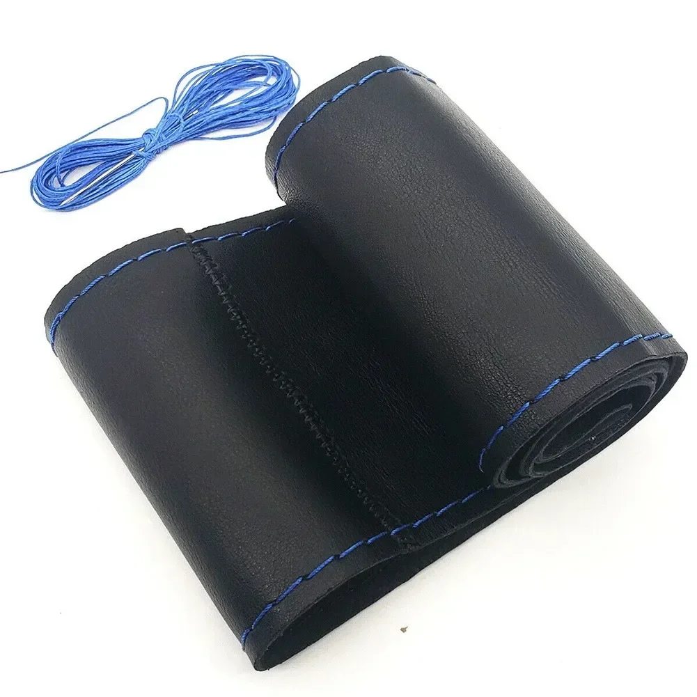 38cm 15inch Car Steering Wheel Braid Cover Top Leather Needles And Thread Soft Non-slip Auto Interior Accessories Kits