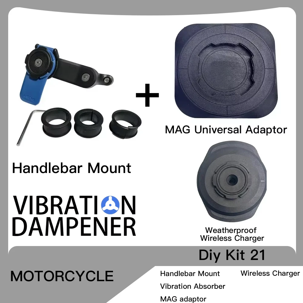 Motorstuurklem Stuurpen Vorkhouder PRO Houder Telefoonhouder Trillingsdemper MAG Universele adapters Draadloze oplader