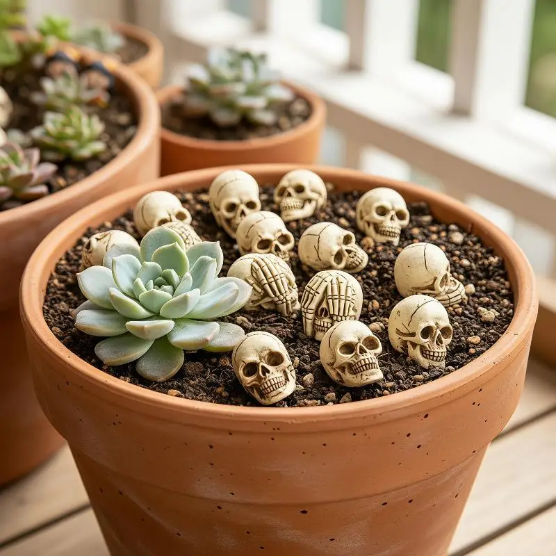 20pcs Mini Skulls Small Skeleton Head Realistic Crafts Halloween Garden Bonsai Courtyard Flowerpot Decor