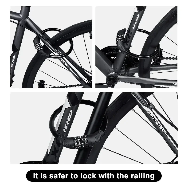 Bike Lock Mountain Bike Portable Security 4-digit Code Bike Lock for Bicycle Motorcycle Scooter