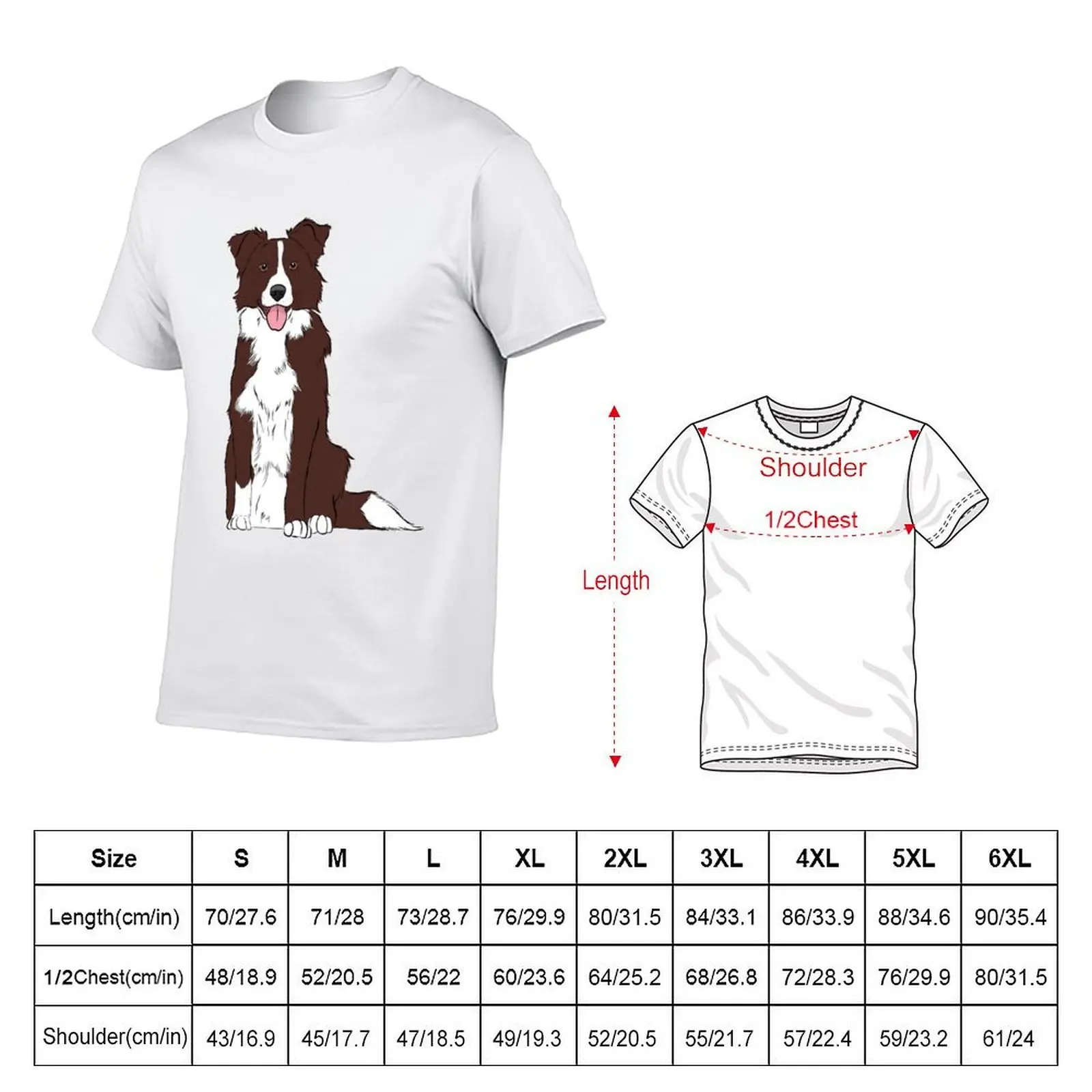 Brown and White Border Collie T-Shirt Funny t-shirts Funny t-shirt plain black t shirts men