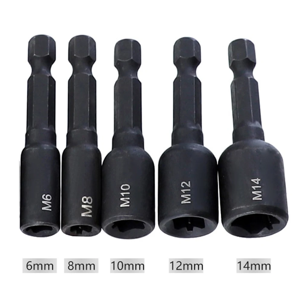 5pcs 6-14mm Screw Tap Socket Adapter Set 1/4 Inch Hex Shank Extension Bar For Hand Electric Drill Power Tools Parts