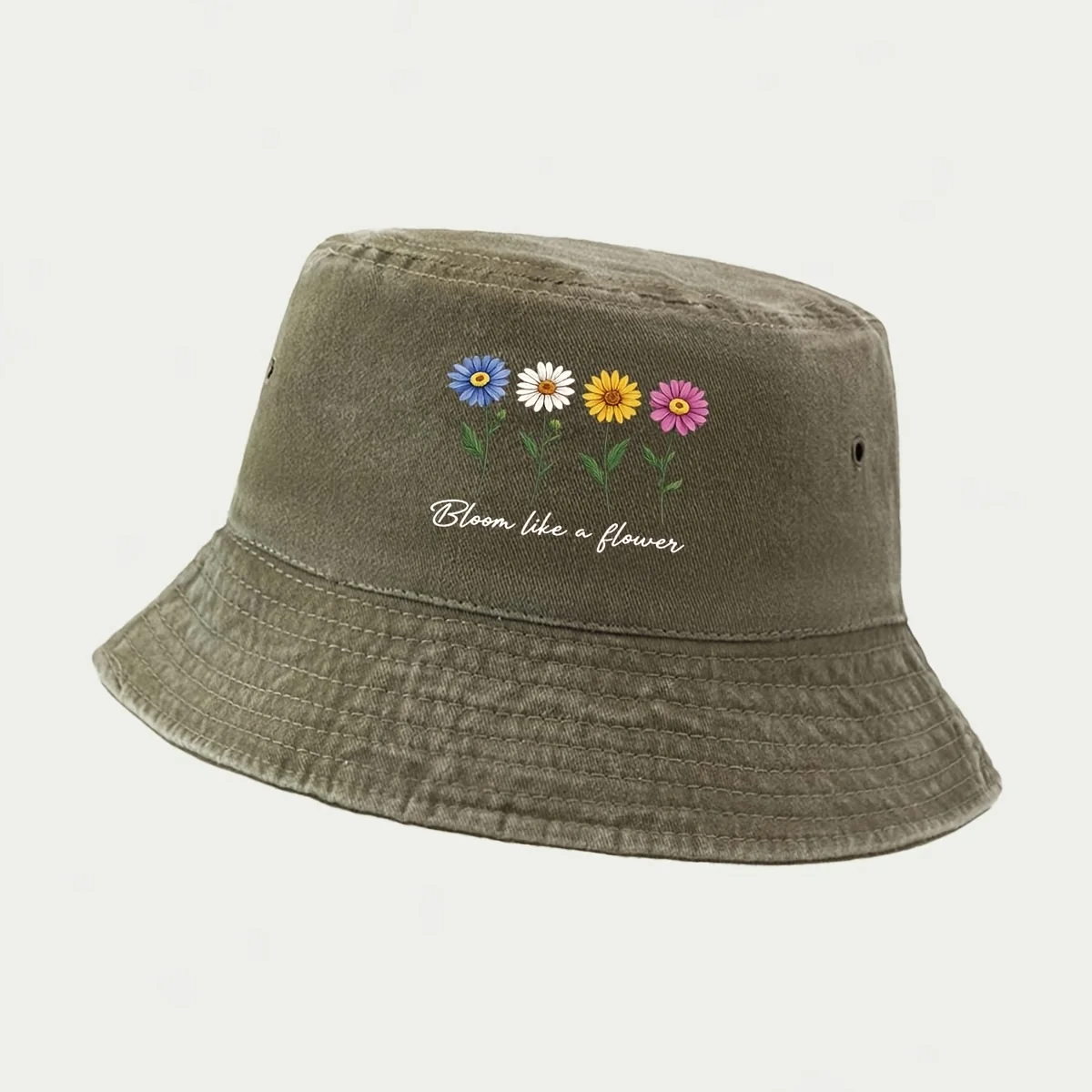 Bloom Like a Flower Fisherman Hat with Colorful Daisy Pattern, American Fresh Mori Style Casual Style Fishing Hat, Easy to Clean