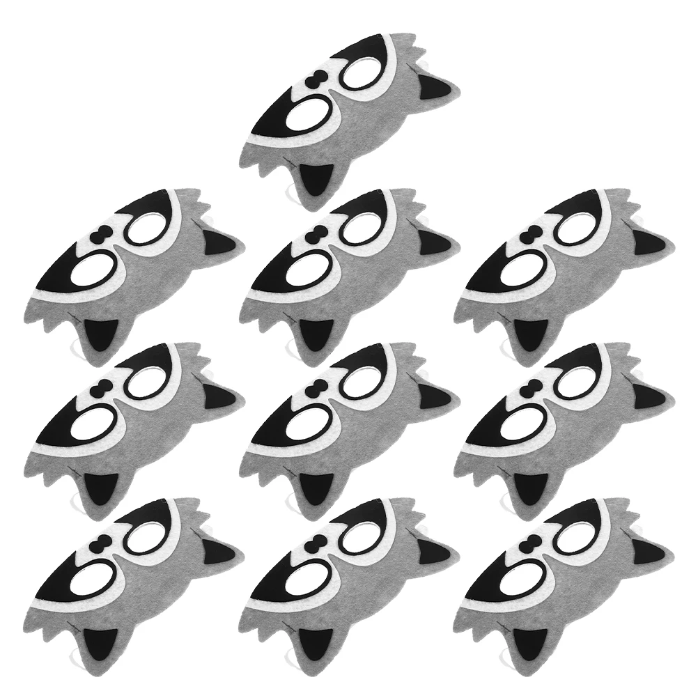 

10Pcs Felt Cartoon Animal Masks Raccoon Style for Jungle Themed Birthday Party Kids Cosplay Eye Covers Animal Shape Masks Set