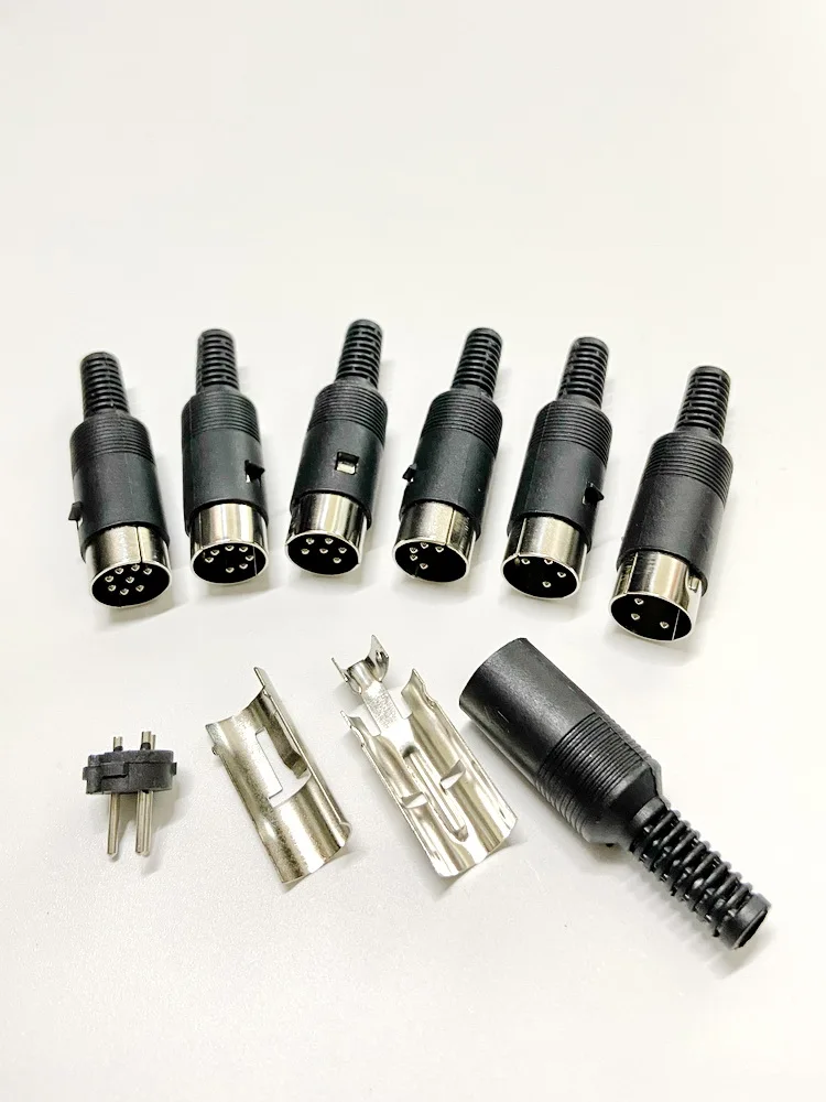 

Male And Female DIN Plug Socket Black Assembled With Insulating Rubber Sleeve Connector Circular Interface 3P 4P 5P 6P 7P 8P