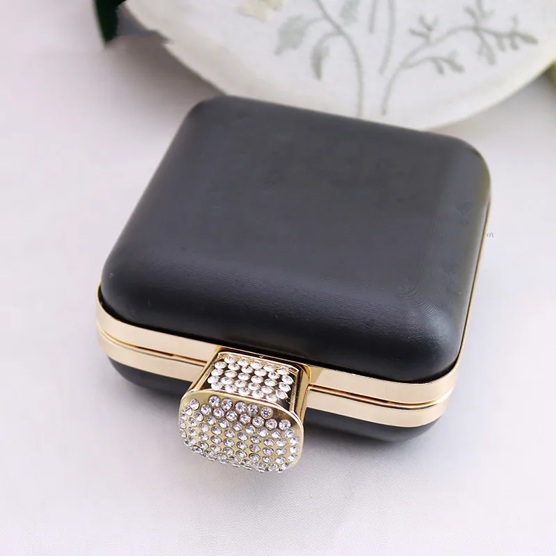 New Brand Small Mini Metal Box Clutches Purse Frame Black Plastic Shell Cover Diy Handbag Accessories Parts Obag Purse Handbag