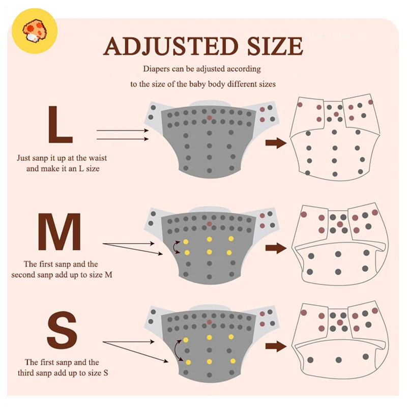 [AIO] 4 diapers+4 Inserts +1 Wet Bag Washable Baby Cloth Diaper Reusable Infant Potty Pocket Eco Nappy Absorbent For 3-15KG babi