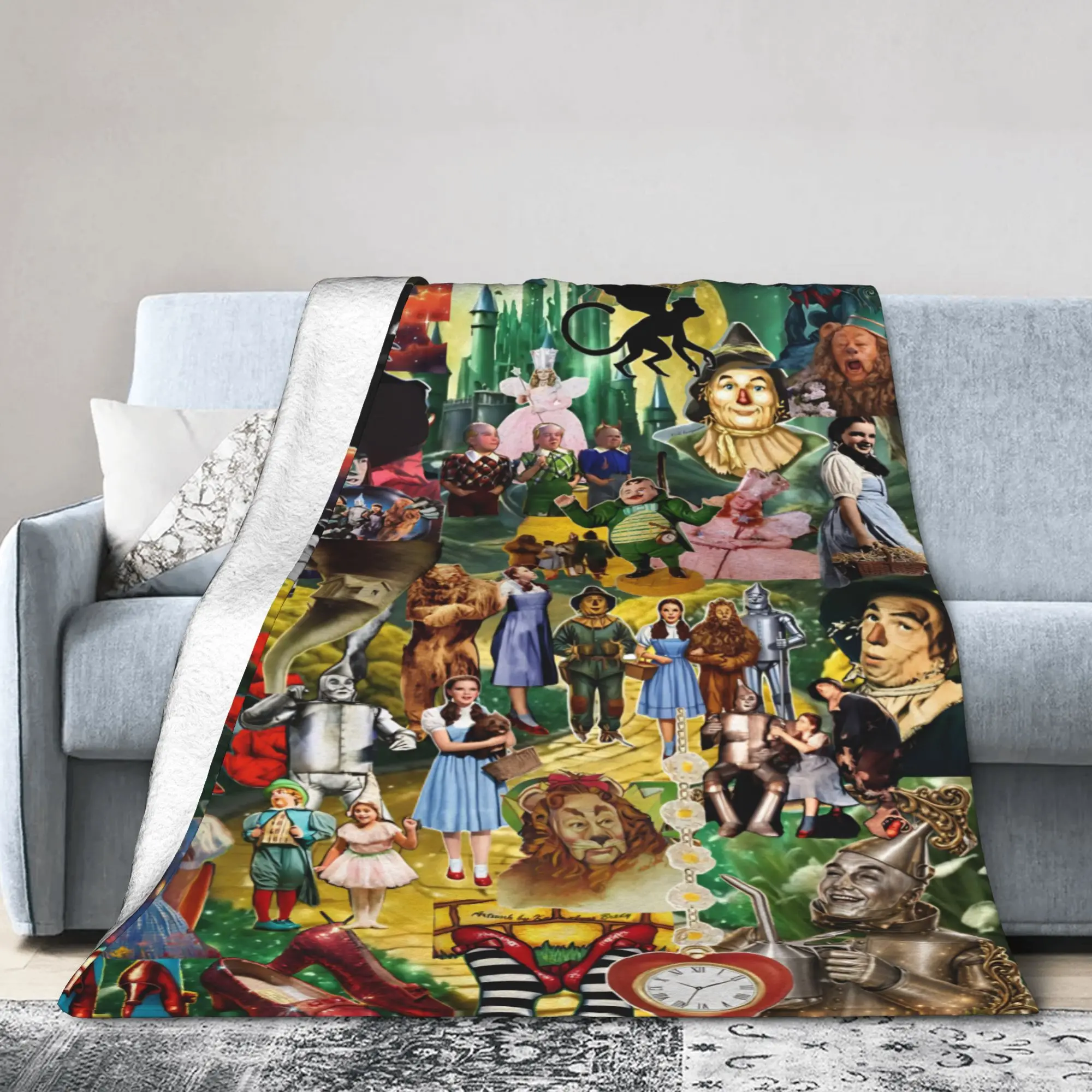 Wizards of Ozs Movie Blanket Cover Flannel Cowardly Dorothy Tin Toto Warm Throw Blanket for Bedding Couch Bedroom Quilt