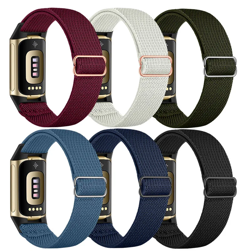 6 bandas elásticas de nailon para Fitbit Charge 5/6 - Correa deportiva elástica suave