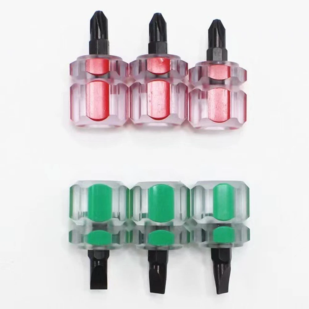

8 pcs Screwdriver Set Mini Short Handle Flat Head Cross Carrot Heads Repair Tools Color Small Size Portable Hand Tools
