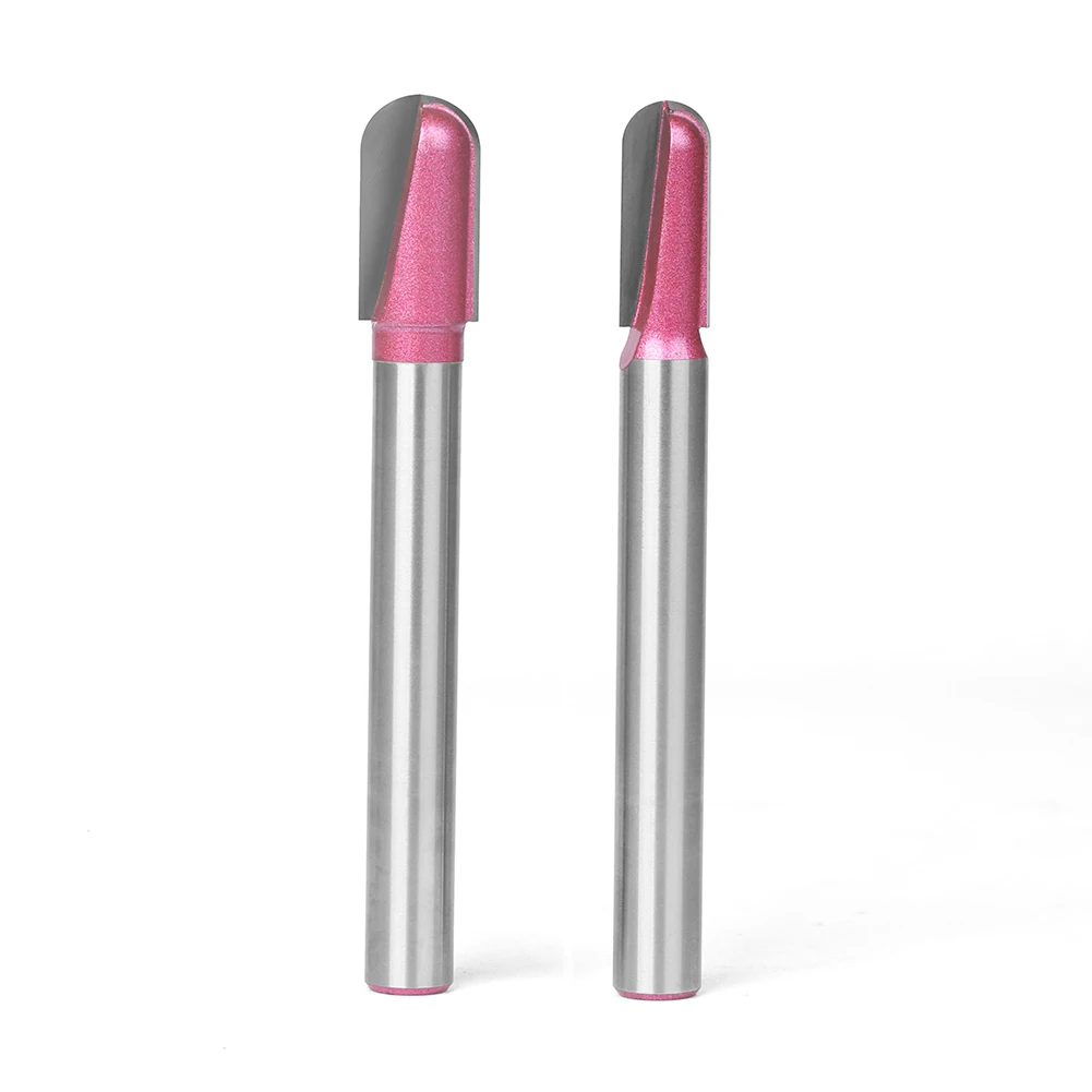 Duplo Flauta Carbide Router Bit, Haste Dia, Nariz Redondo, Derribado, Sulco Redondo, Rosa, 12mm