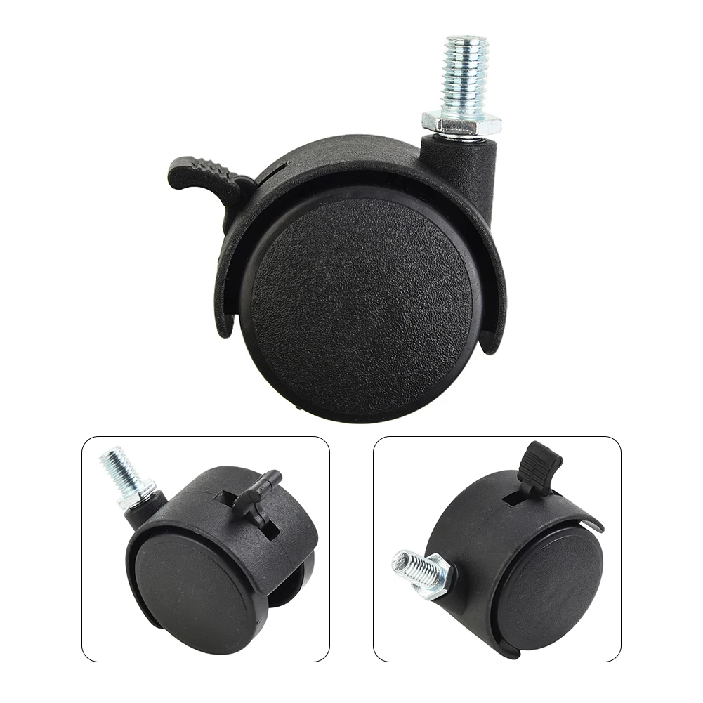 Reliable Plastic Swivel Roller Caster Wheel Suitable for Furniture, Office Chairs, Home Appliances Double Wheels, Black