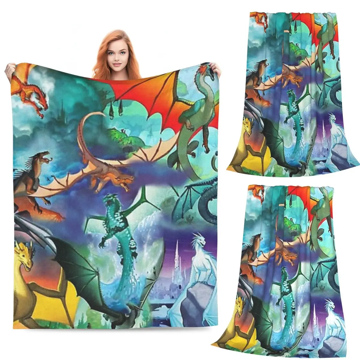 

Wings Of Fire All Dragon Series Blanket Fleece Sofa Throw Blanket Portable for Home Bedroom Office Throws Bedspread Quilt