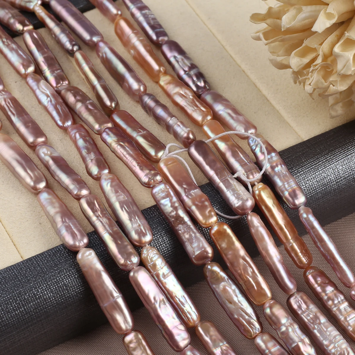 Natural Pearl Purple Long Strip Exquisite Shape Elegant Appearance for DIY Jewelry Making Handmade Bracelet Necklace Length 36cm