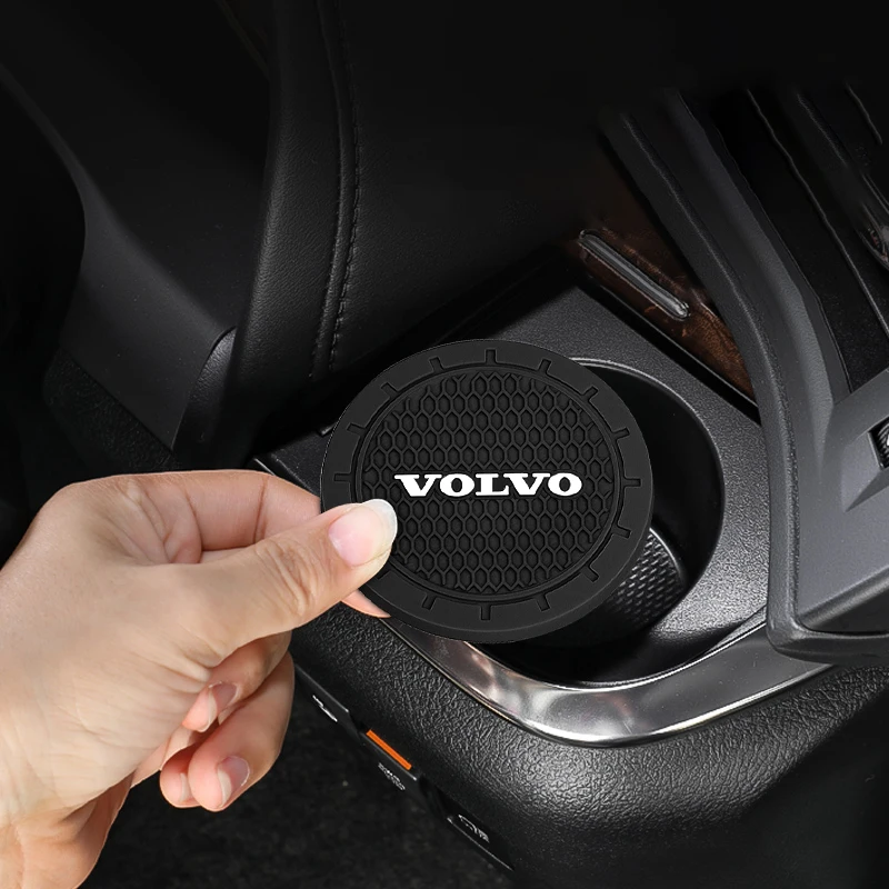 1/2PCS Car Coaster Water Cup Bottle Holder Mat Anti-Slip Pad For Volvo XC90 S60 V40 XC60 S80 S40 V70 V50 S90 T6 V60 V90 XC40 C30