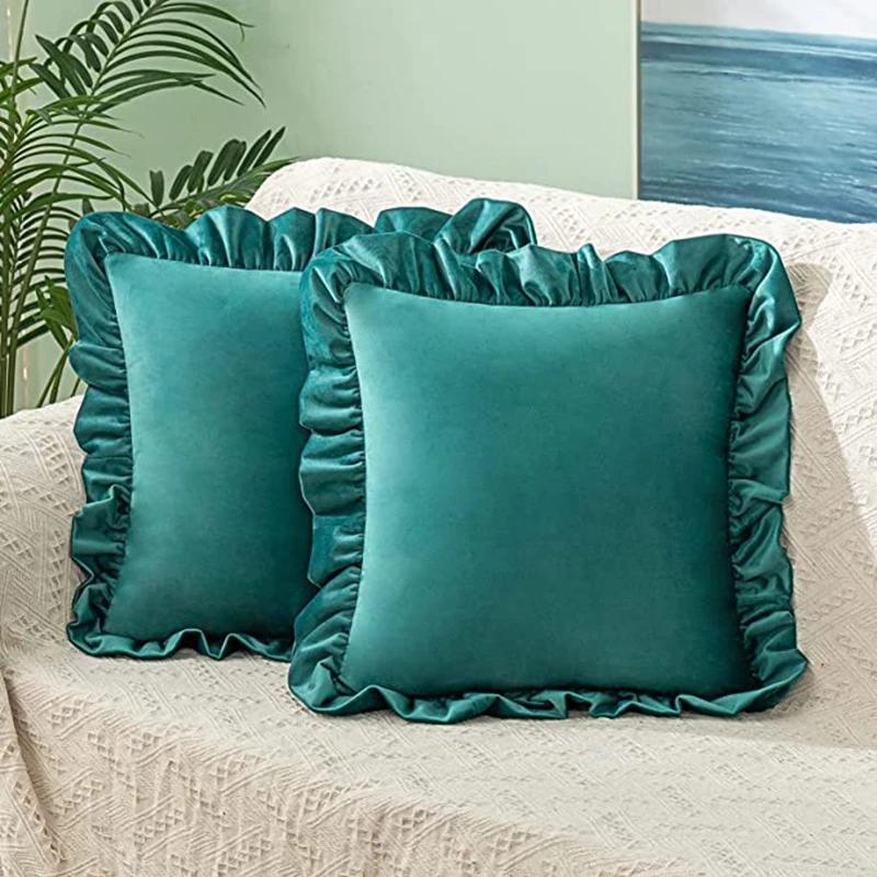 Luxury Soft Solid Cushion Covers for Sofa Couch and Bed Decorative Velvet Throw Pillow Cases Black White Grey Cream Red Color
