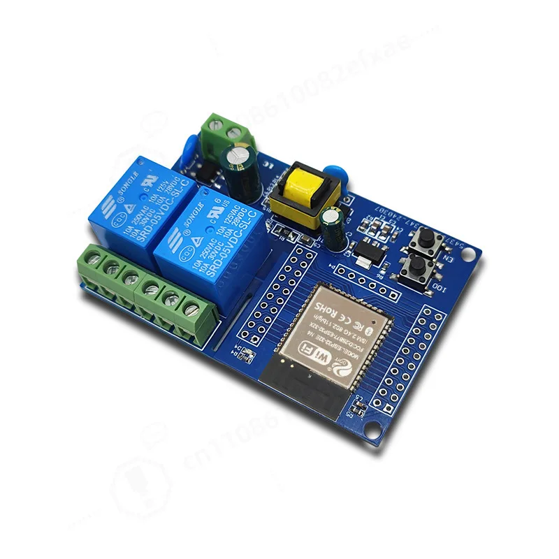 ESP32 Dual Channel Relay Module AC 220V WiFi Bluetooth Smart Home Automation Controller Board for Secondary Development