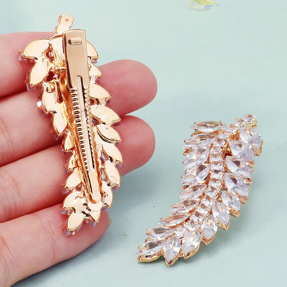 جديد ورقة على شكل الزركون الزفاف باريت رائعة يدويا شعر أميرات كليب الجانب اجتاحت الانفجارات كليب حفلة إكسسوارات الشعر هدية #4