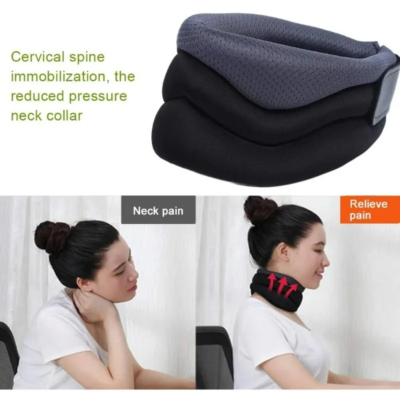 Neck Support Cervical Brace Adjustable Cervical Collar Soft Durable Foam for Relieve Cervical Pain Airplane Travel Nap Health