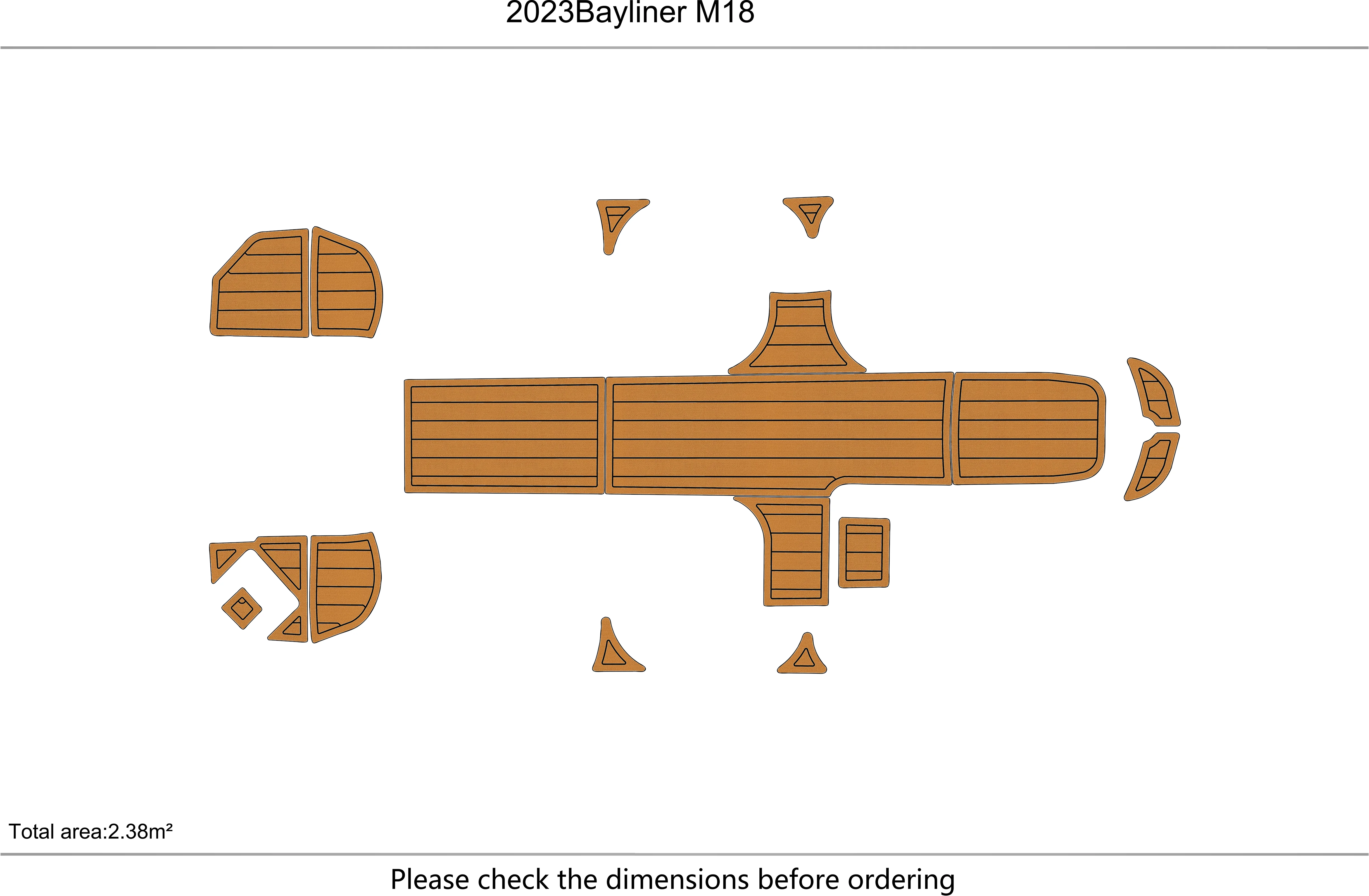 Eva foam Fuax teak seadek marine floor For 2023 Bayliner M18  Cockpit Swim platform bow 1/4