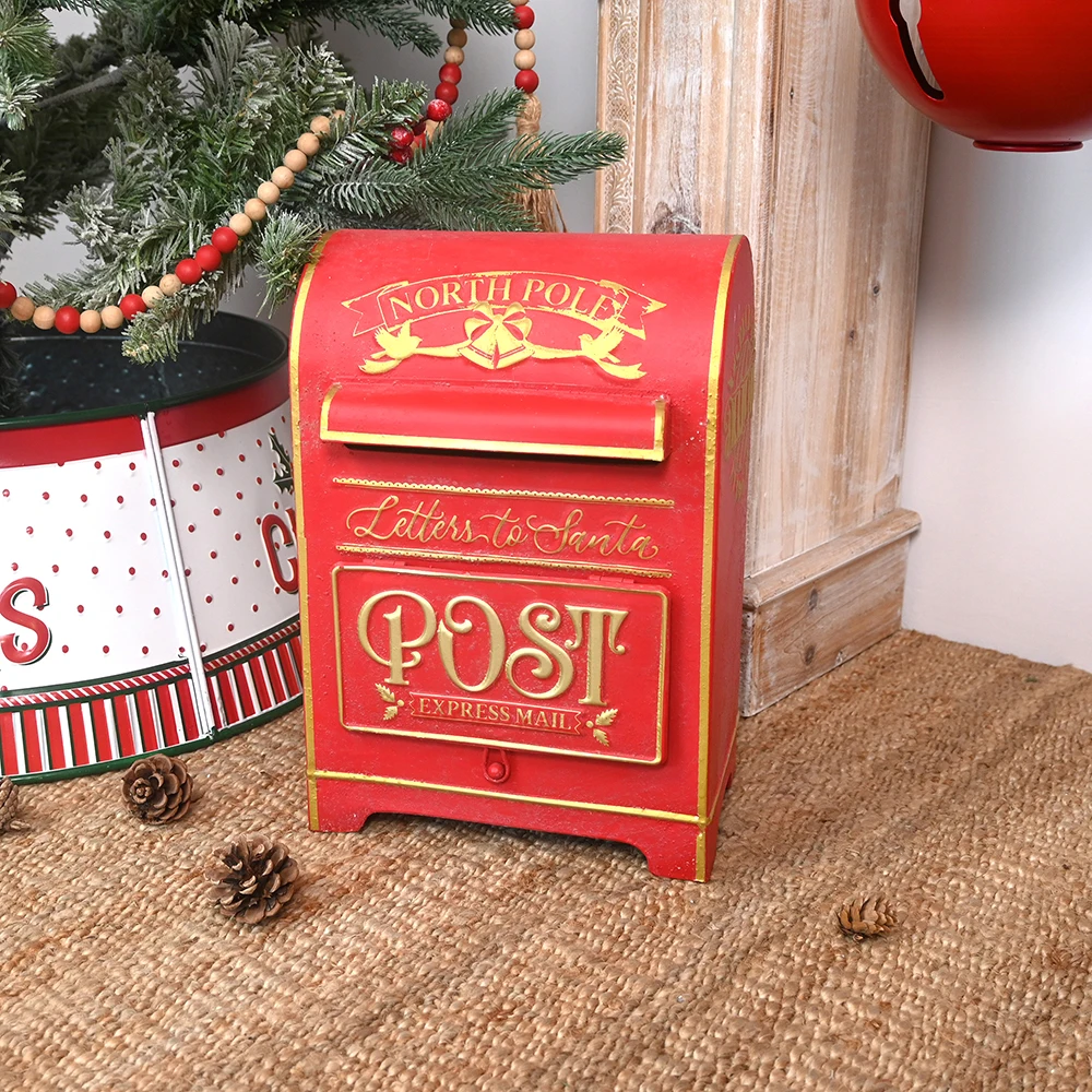 Metal Farmhouse Design Mailbox Christmas Outdoor Garden Wishing Mailbox Leaving Message Post Box Standing Mailbox