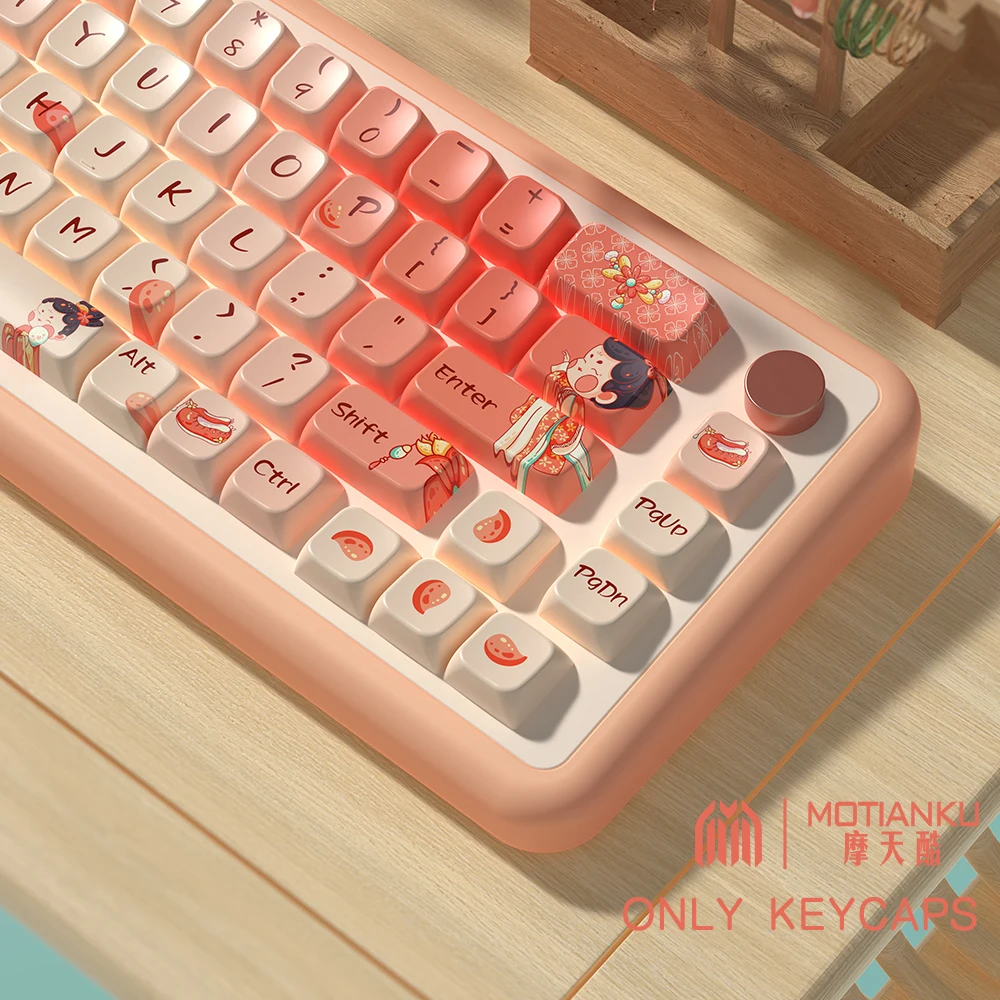 Imagem -05 - Keycaps Originais do Tema para Teclado Mecânico Anime Keycap Perfil Mda Bonito Keycap Pbt com Layout Iso e 7u Space Bar Personalizado