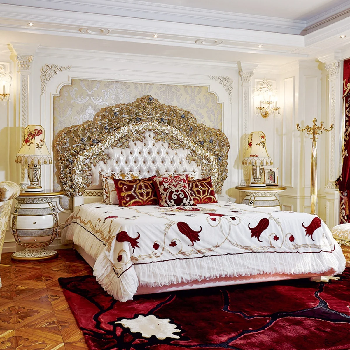 

Italian Baroque Style New Model King Size Luxury Wooden Bedroom Furniture