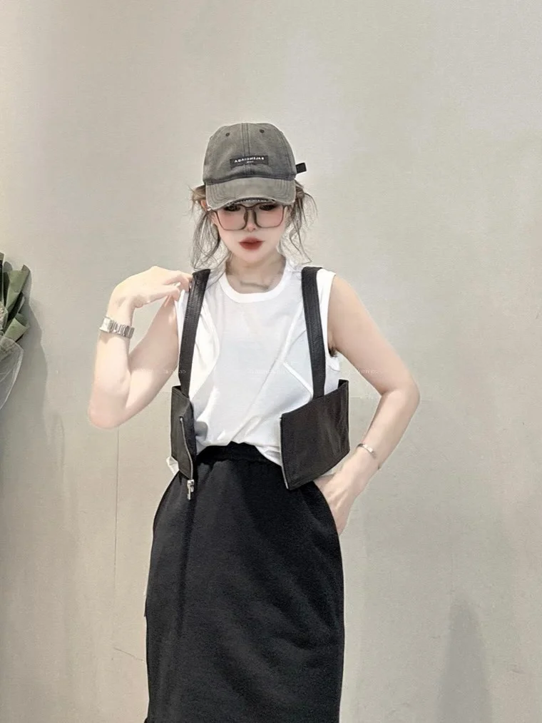 

2025 New Women's Genuine eepskin Leather Vest V-Ne Svel Slimming Versatile ort Length Button-Up Color