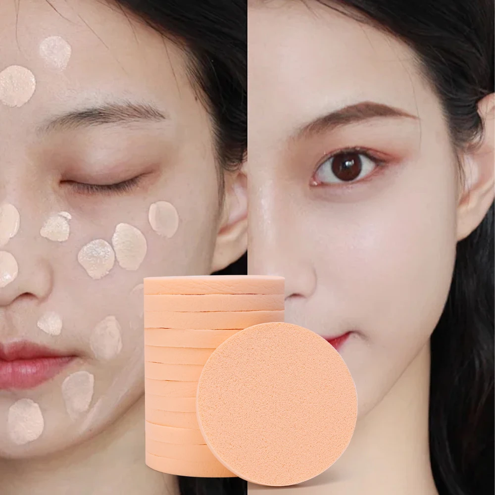 48pcs Round Makeup Sponge Set Soft Facial Beauty Makeup Sponge Powder Puff Pads Foundation Cleaning Sponges Makeup Tools Women