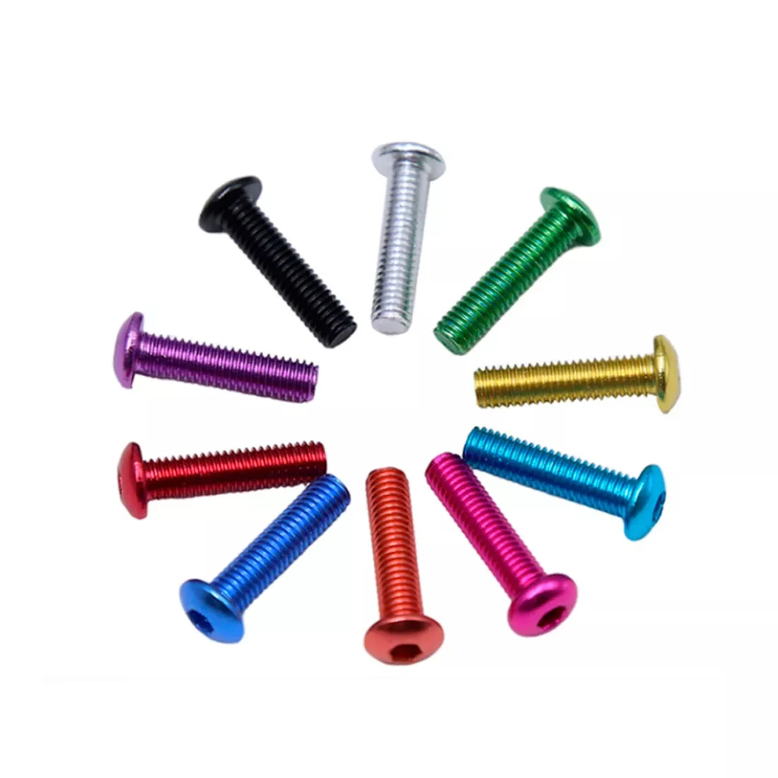 

5Pcs M5 Color Aluminum Hexagon Socket Half Round Head Hexagon Screw Set, Aluminum Alloy Anodizing DIY, Multiple Colors Optional