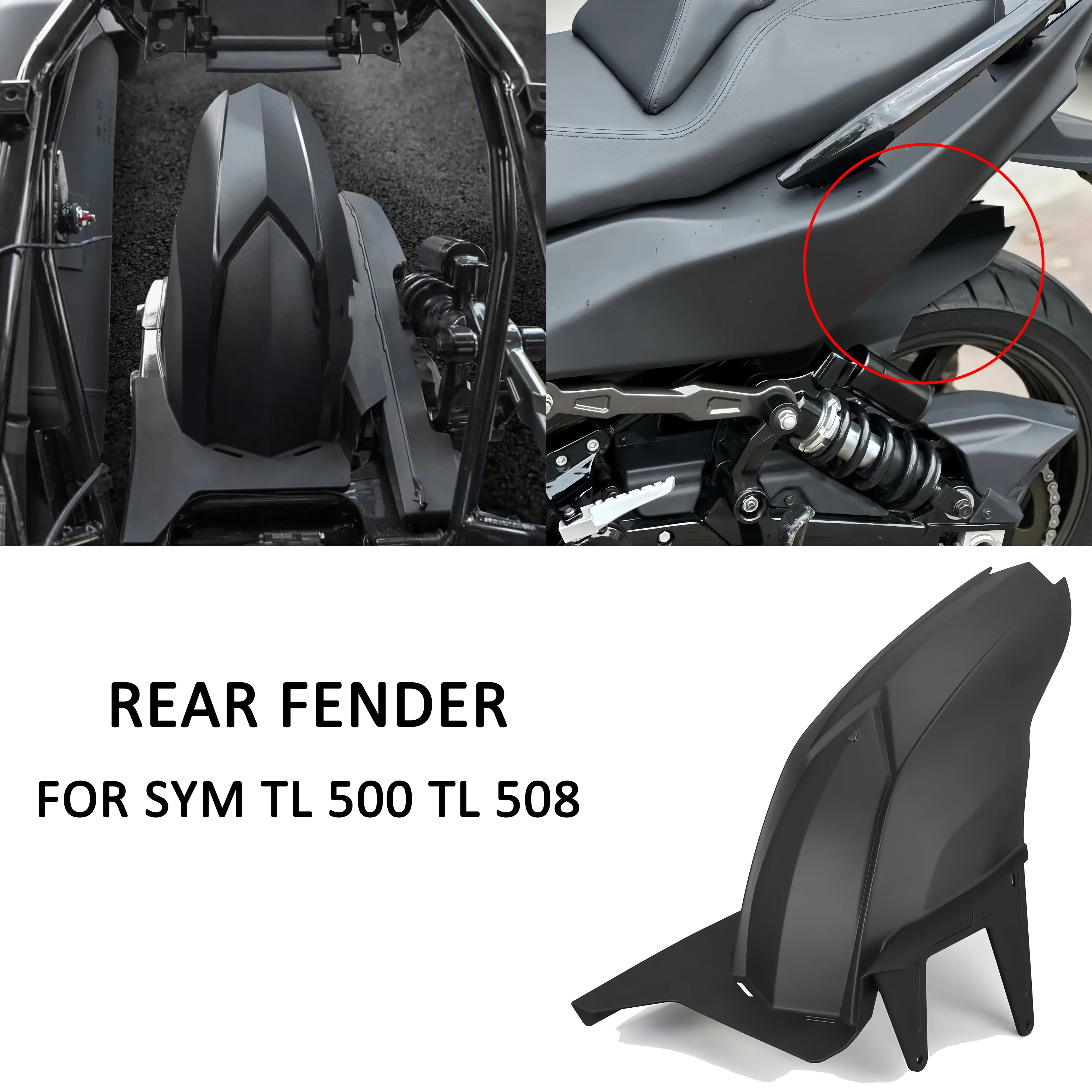 For Sym TL500 TL508 2022-2025 ﻿Motorcycle Mudguard Extended Rear Mudguard Splash Proof Soil