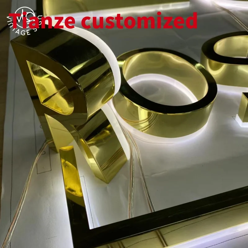 

(customized)Back Lit Sign Waterproof Businesses Led signboard Advertising Mirror metal Letter Outdoor Acrylic Backlit With