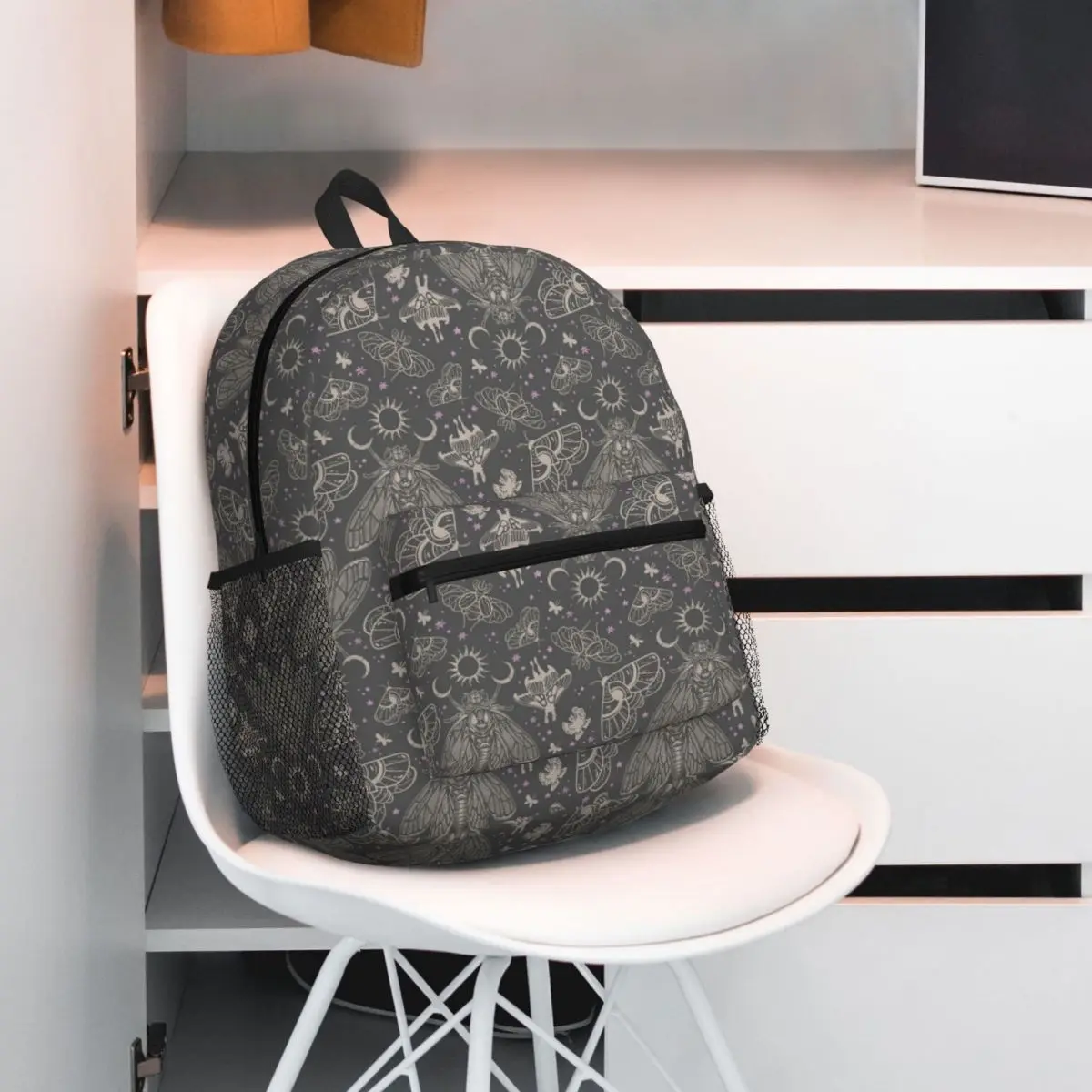Esoteric Cicada And Moth Witchy Celestial Sun Moon Pattern Large Capacity Kids BookBag School Bag Shoulder Bags for Men Women