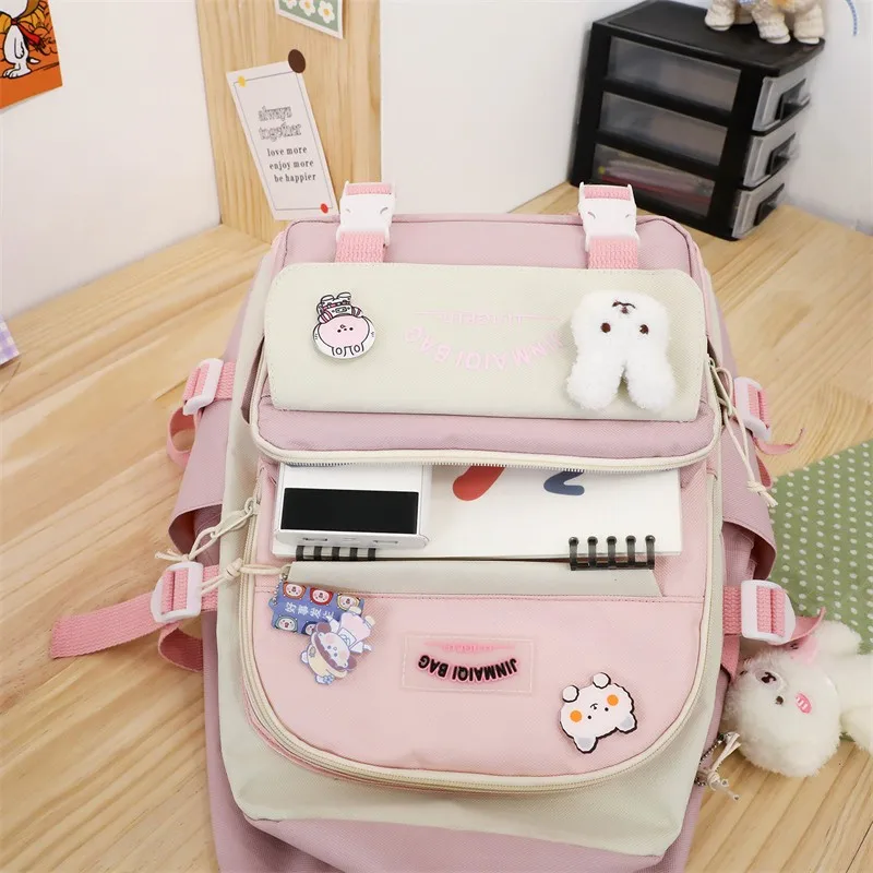 5 em 1 saco de escola para meninas multifuncional estudante sacos de livro grande capacidade adolescente menina mochila casual feminino mochila de