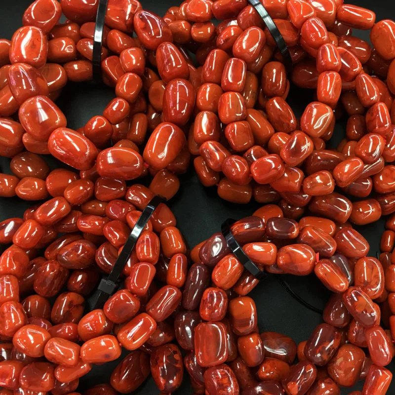 

Natural Full Flesh Ox Blood Red Men And Women Flame Pattern Freeform Bracelet