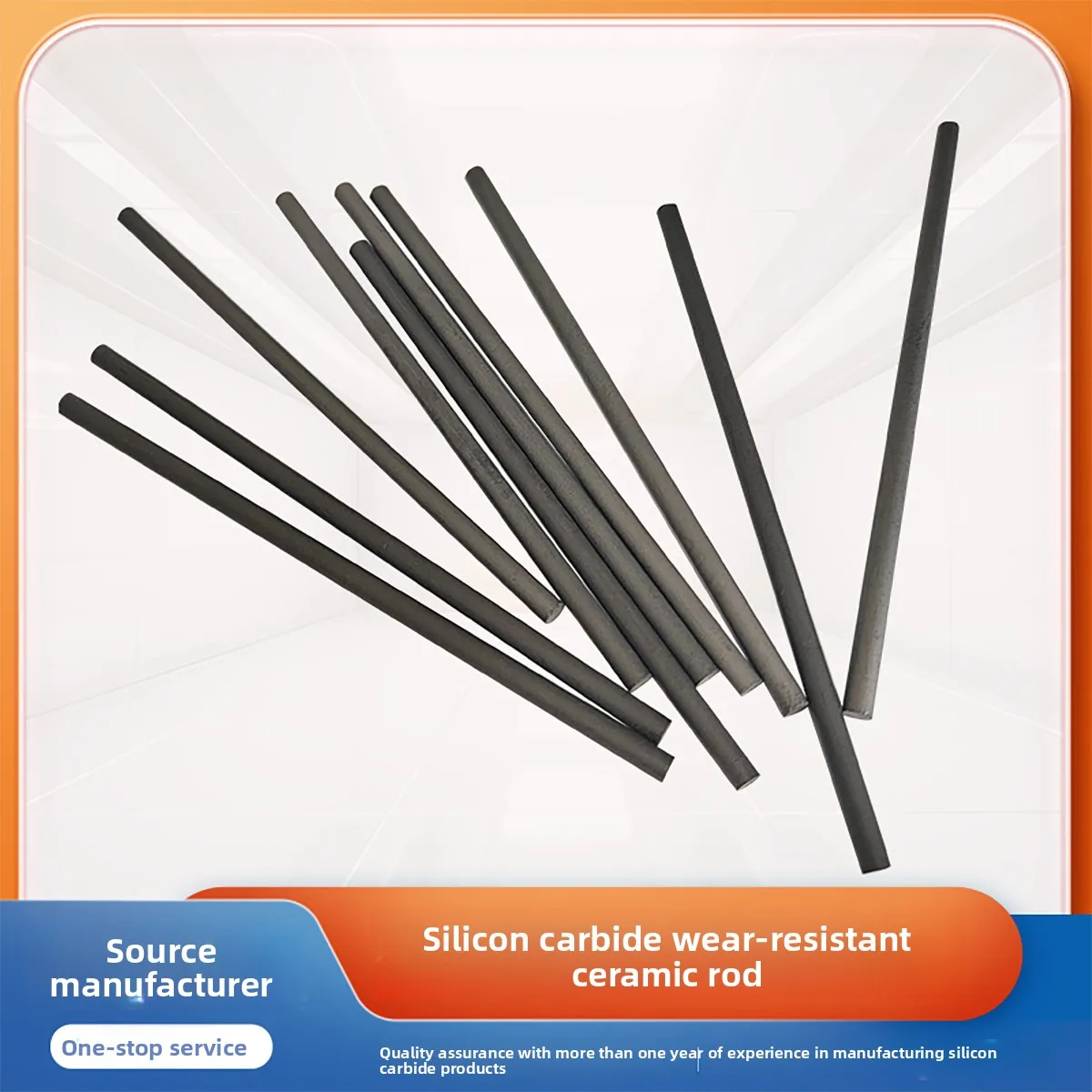 Solid Silicon Carbide Heating Rod, High Temp Resistant SiC Support Bar, Refractory Ceramic Small Thin Rod for Kiln Sintering