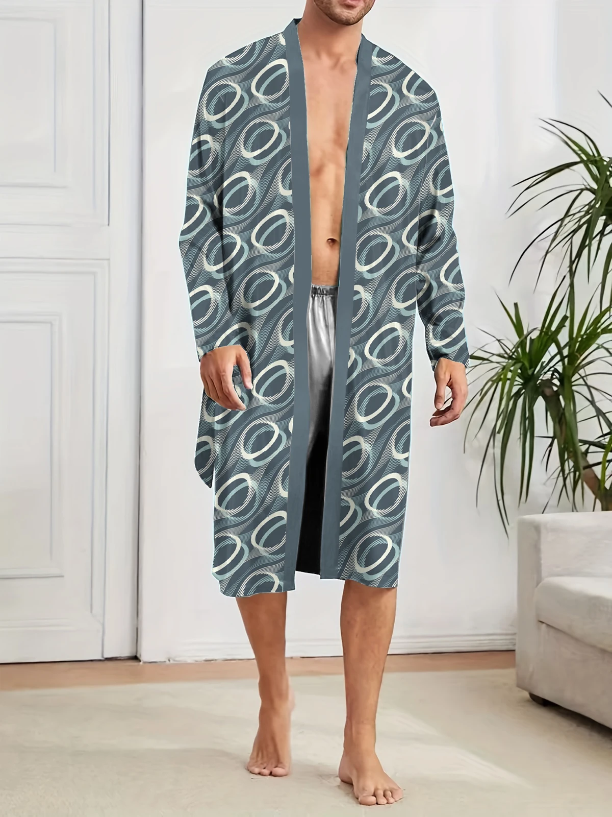 

Men's Robe 2025 Spring Sleepwear Bathrobe Men Printing Must-have for Leisure Entertainment Autumn Long Nightgown Funny Pajamas