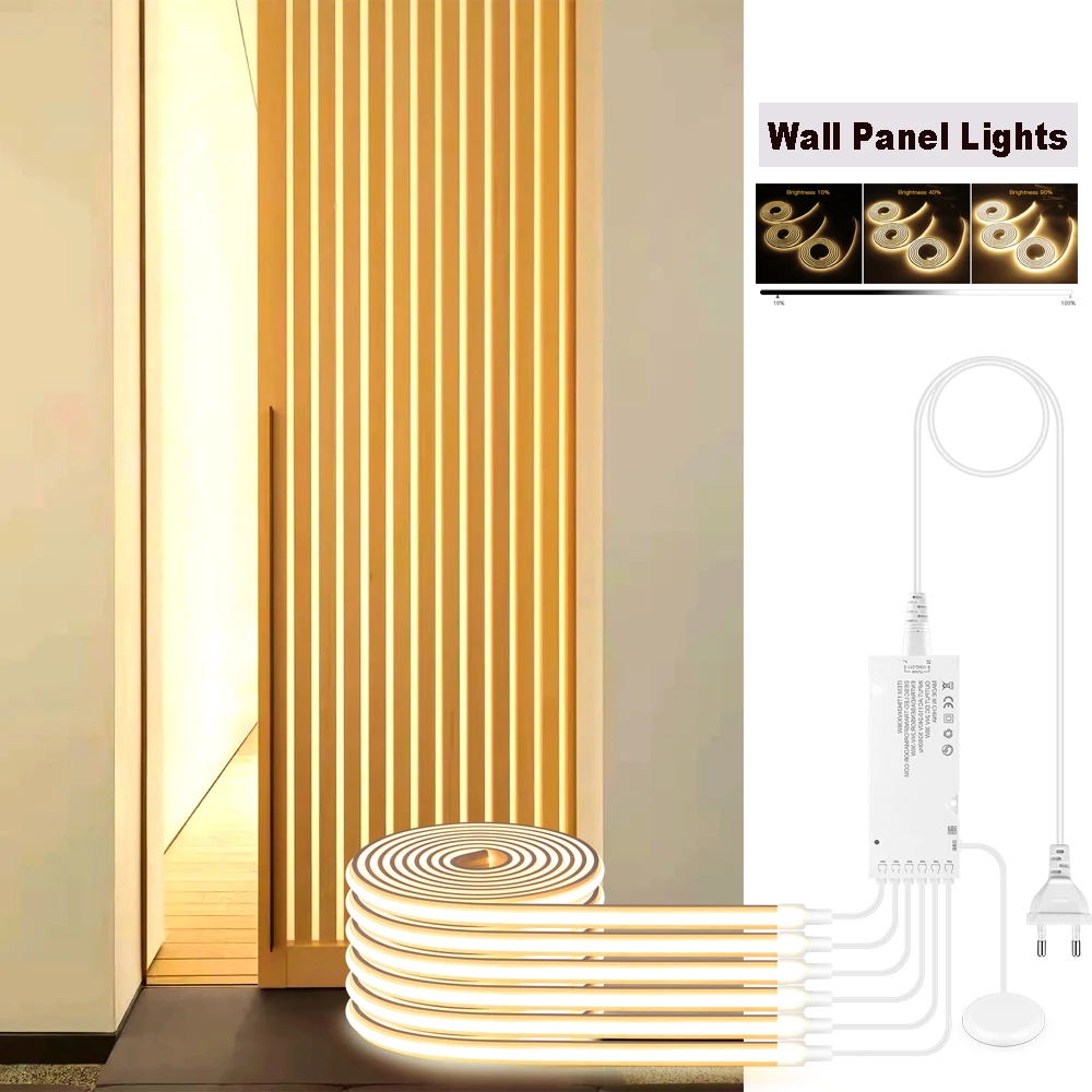 Embeddable Linear Neon COB LED Strip Wood Slat Grille Panel Wall Decoration Lights Self-Adhesive Home Under Cabinet LED Tape