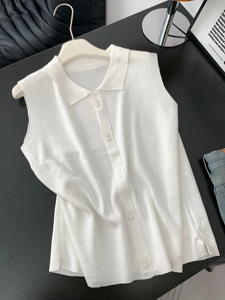 

Large Size Knitted Vest Women's Collar Svel Commute Faionable Summer New Sle Outerwear Casual Aosphere