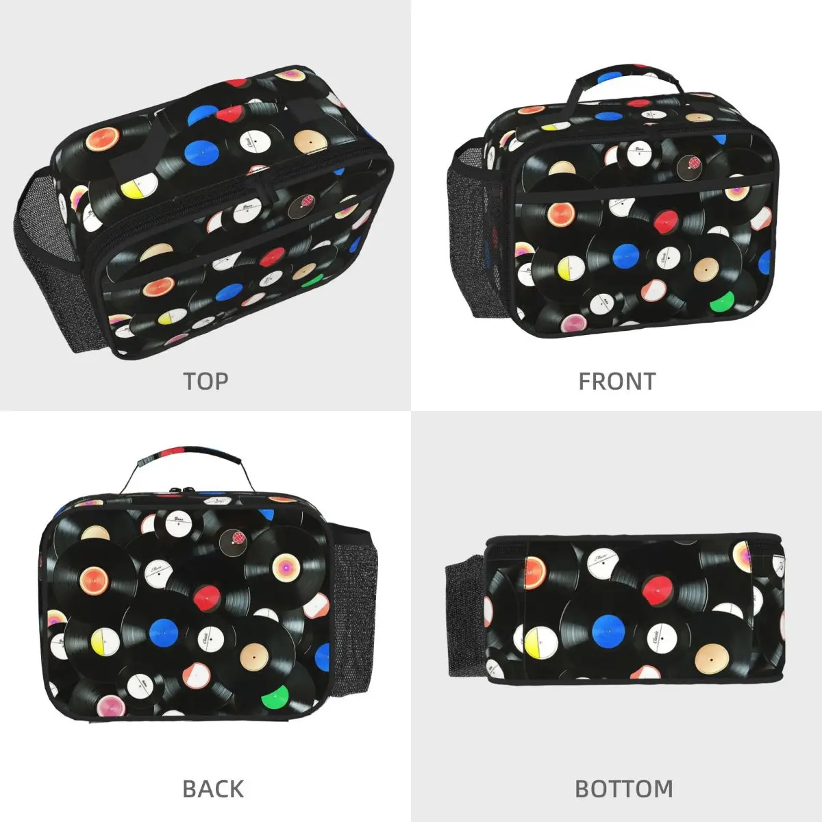 Nostalgic Retro Vinyl Record Street Hip Hop Insulated Lunch Bag for Women Children Portable Food Boxes Thermal Lunch Box Tote